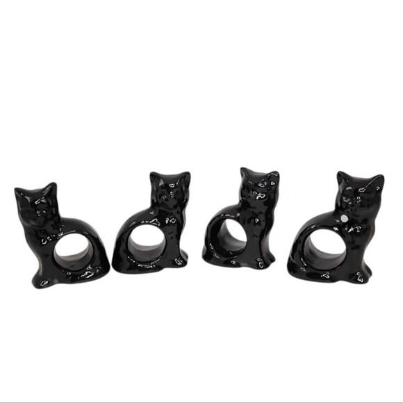 Black Cat Napkin Rings RARE - Picture 5 of 16